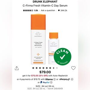 Brand New Unused Drunk Elephant C-Firma Fresh Vitamin-C Day Serum